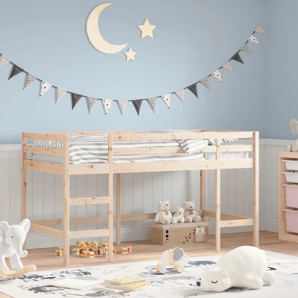 Kinderhoogslaper met ladder 90x190 cm massief grenenhout