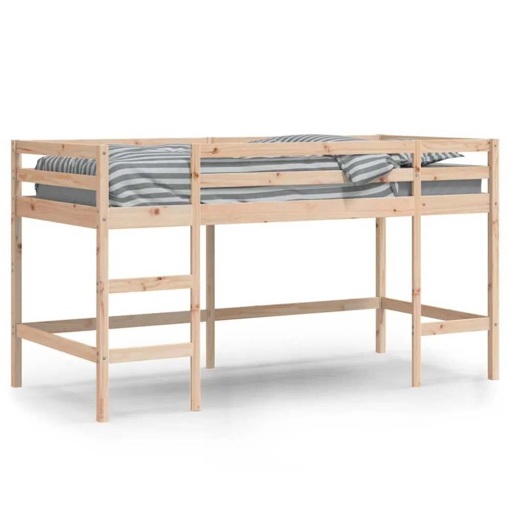Kinderhoogslaper met ladder 90x190 cm massief grenenhout