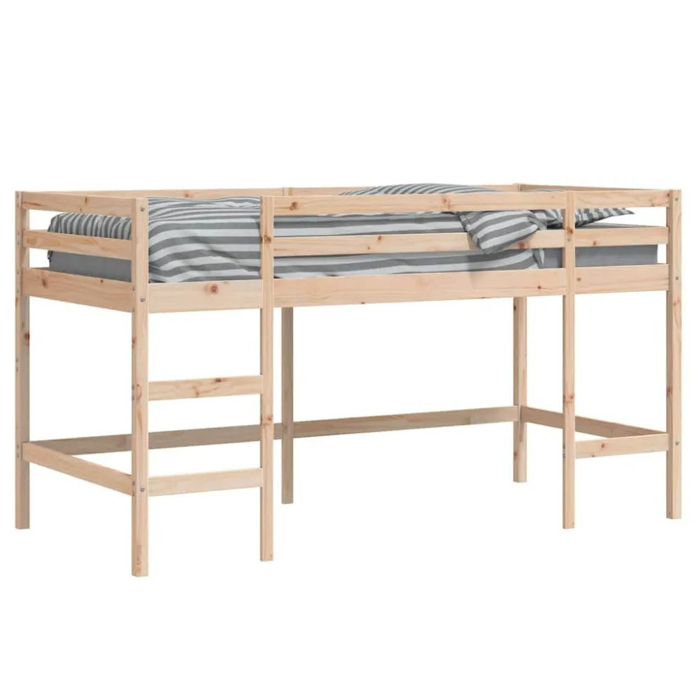 Kinderhoogslaper met ladder 90x190 cm massief grenenhout