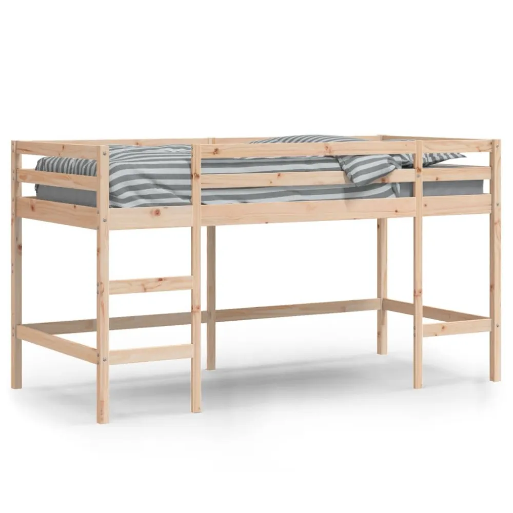 Kinderhoogslaper met ladder 90x200 cm massief grenenhout