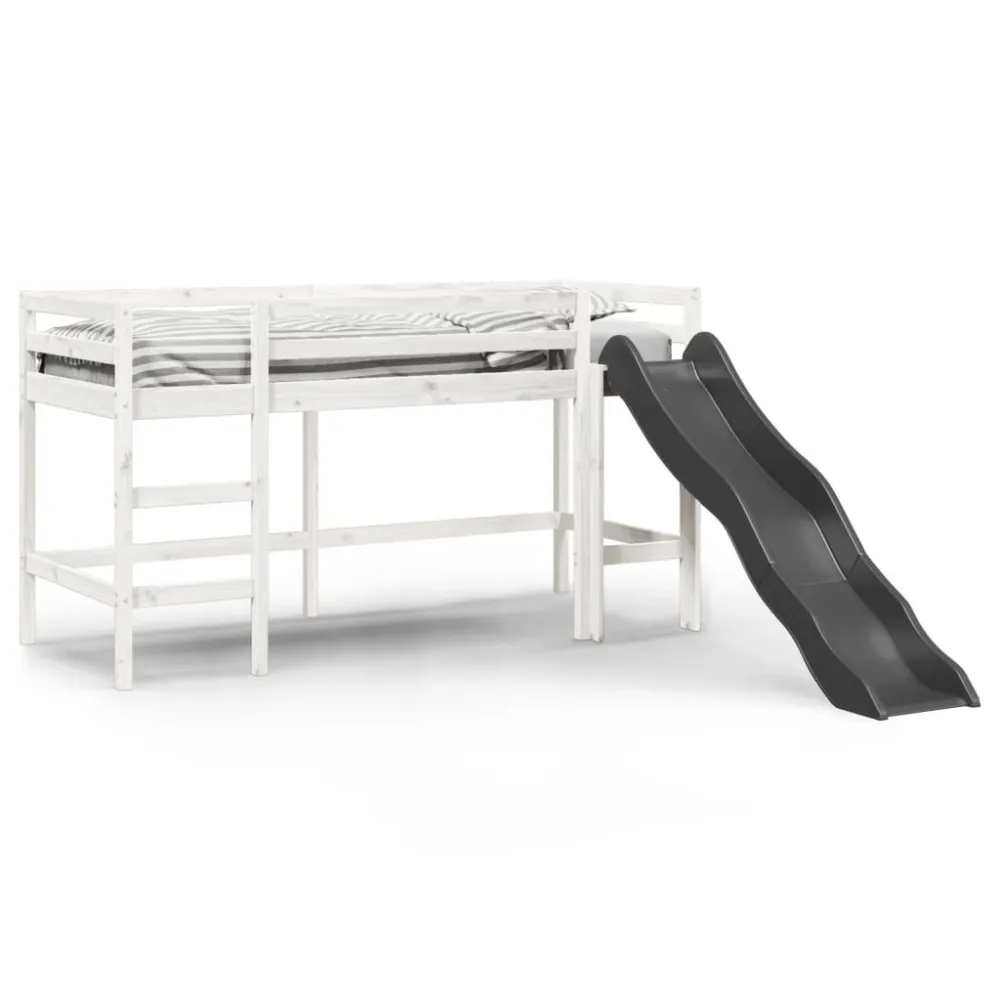 Kinderhoogslaper zonder matras massief grenenhout wit 80x200 cm