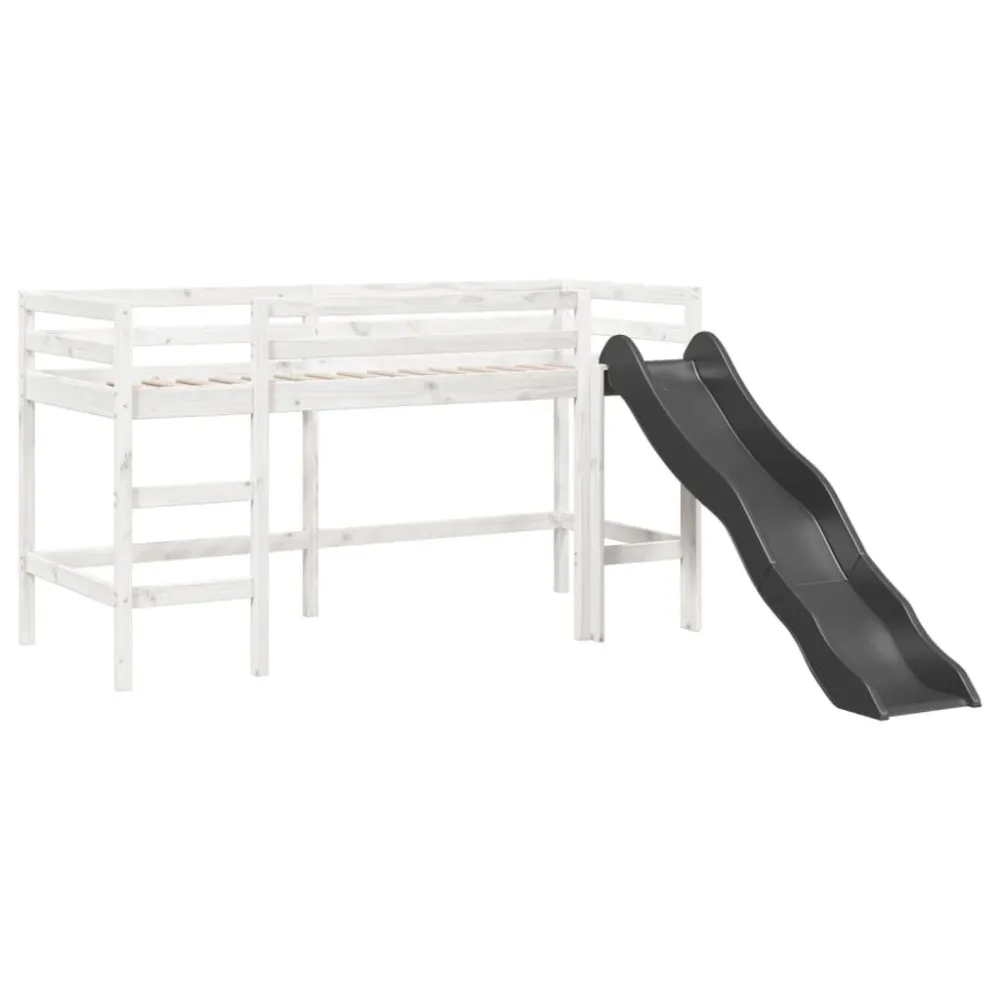 Kinderhoogslaper zonder matras massief grenenhout wit 80x200 cm