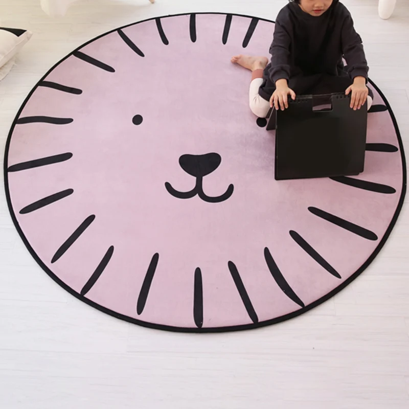 Multi-Color Animal Rug Van katoen Kids Style Rug Easy Care Anti-Slip Backing Carpet Playroom Purple