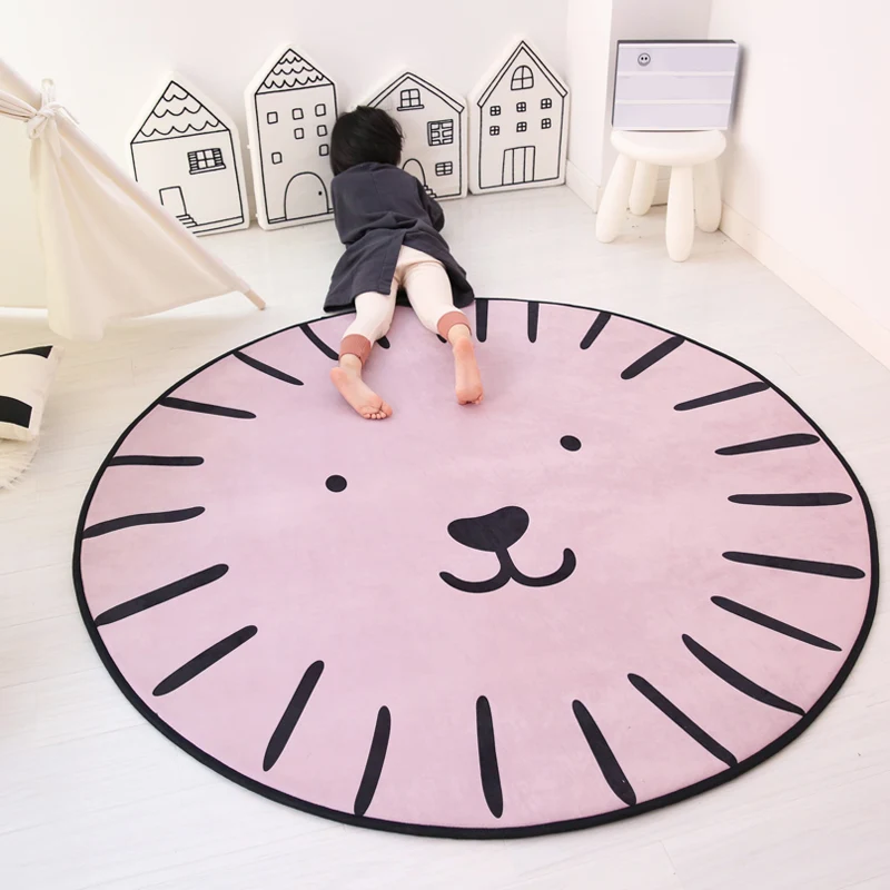 Multi-Color Animal Rug Van katoen Kids Style Rug Easy Care Anti-Slip Backing Carpet Playroom Purple