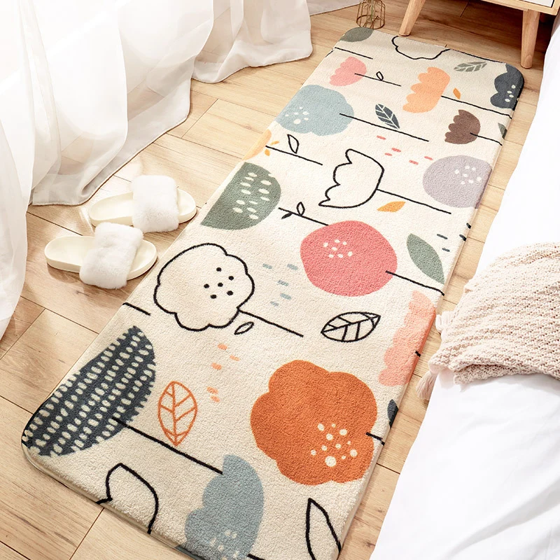 Relaxing Kids Room Rug Multi Color Plant Gebloemd Indoor Rug Polyster Non-Slip Backing Easy Care Carpet Pink