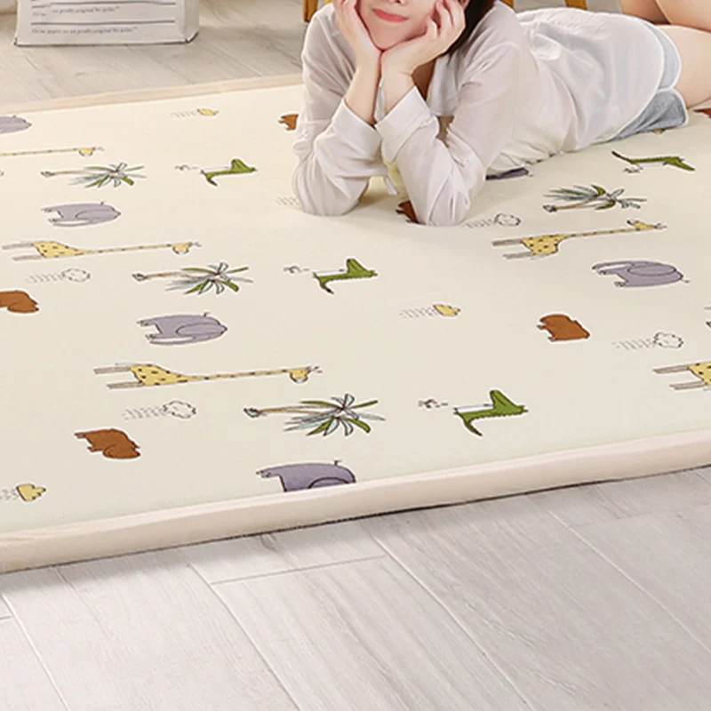 Tapijt met cartoonpatroon Veelkleurig polyesterstof gebiedtapijt Antislip machinewastapijt voor kinderkamer