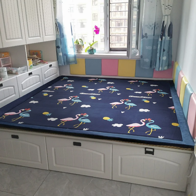 Tapijt met cartoonpatroon Veelkleurig polyestervezel gebiedtapijt Antislip machinewastapijt voor kinderkamer