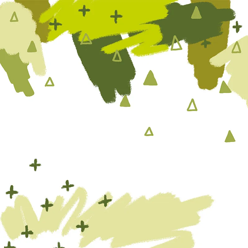 Appelgroen Childrens Art Mural Full Size Branch and Bushes Painting Wall Covering Home Green