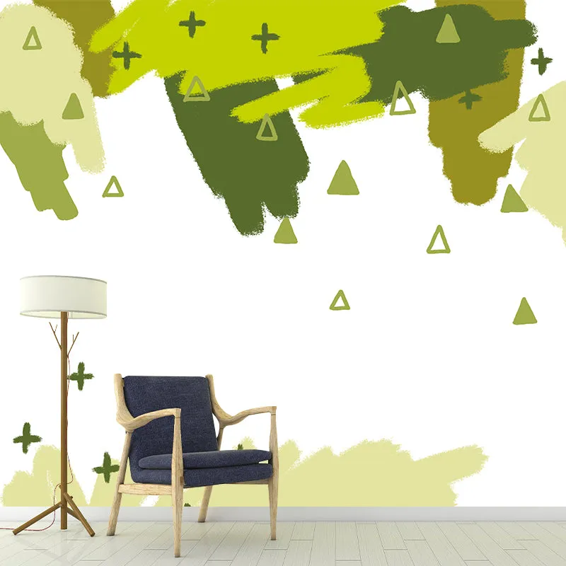 Appelgroen Childrens Art Mural Full Size Branch and Bushes Painting Wall Covering Home Green