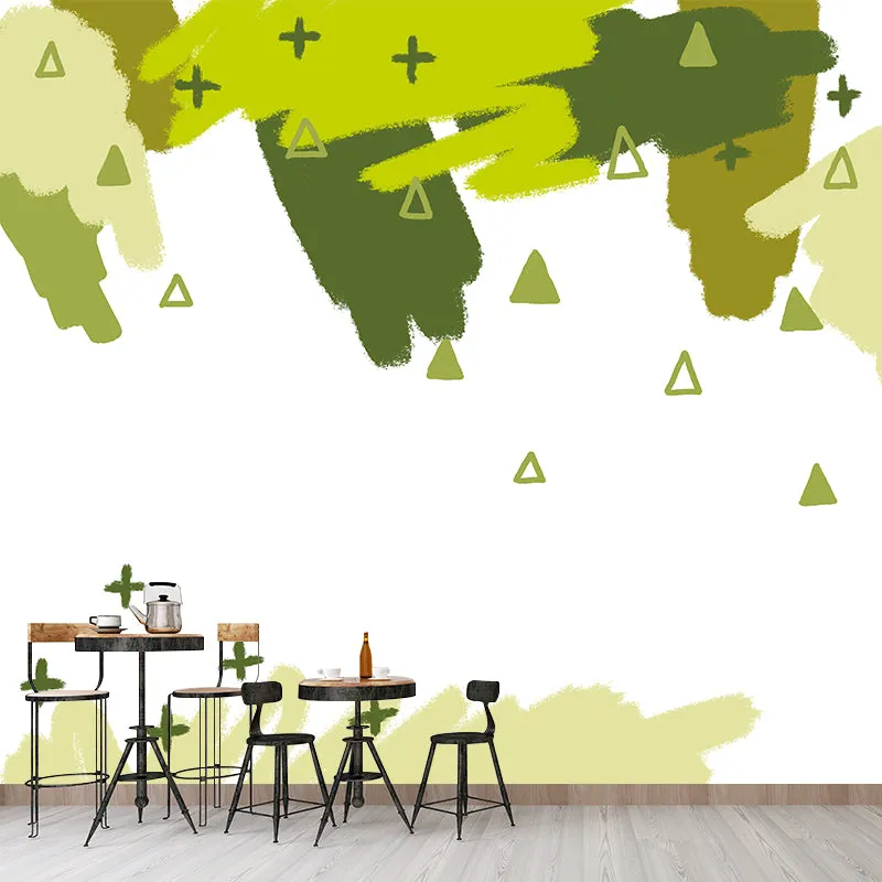Appelgroen Childrens Art Mural Full Size Branch and Bushes Painting Wall Covering Home Green