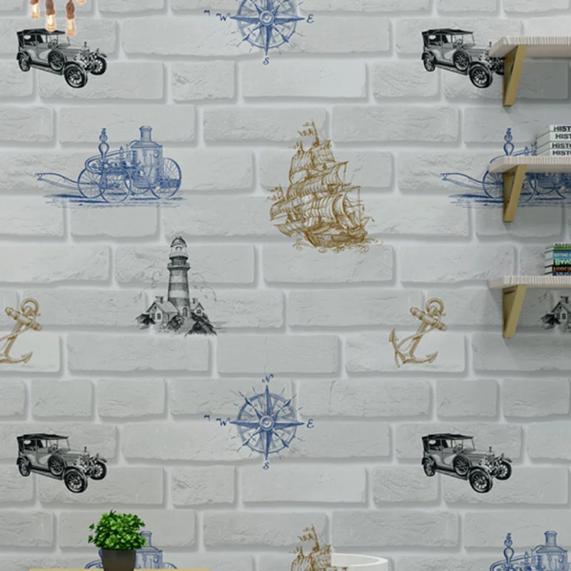 Contemporary Wallpaper Roll Brick and Graffiti Non-Pasted Wall Decor Children, 57.1 sq ft. met Veiligheidsrand Red