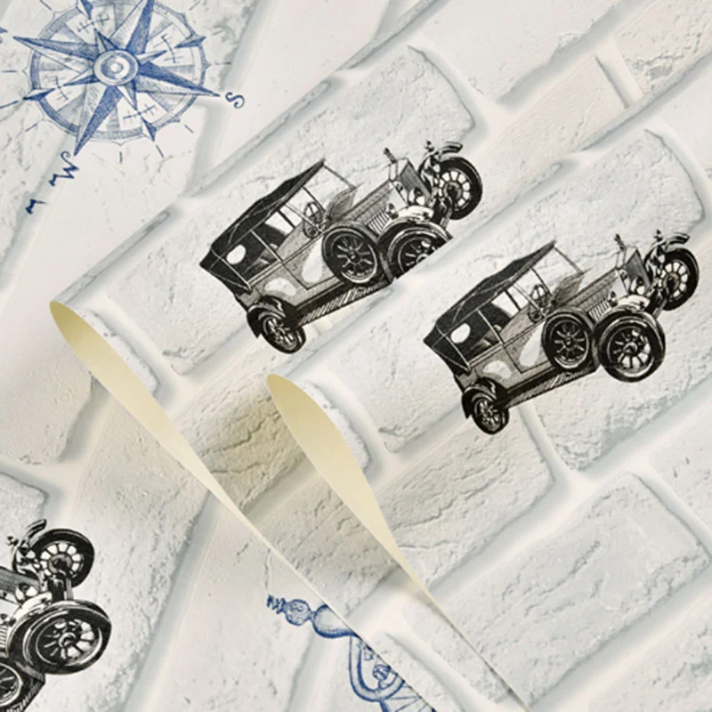 Contemporary Wallpaper Roll Brick and Graffiti Non-Pasted Wall Decor Children, 57.1 sq ft. met Veiligheidsrand Red