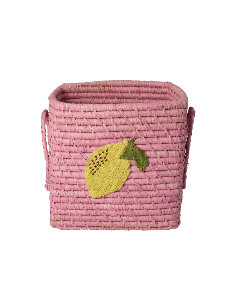 Educatief Verantwoord Square Raffia Basket - Rose