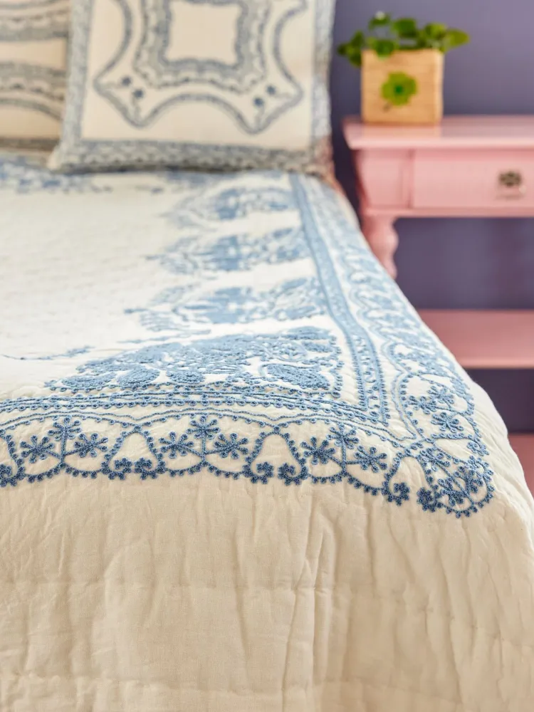 Katoenmix Quilt - White
