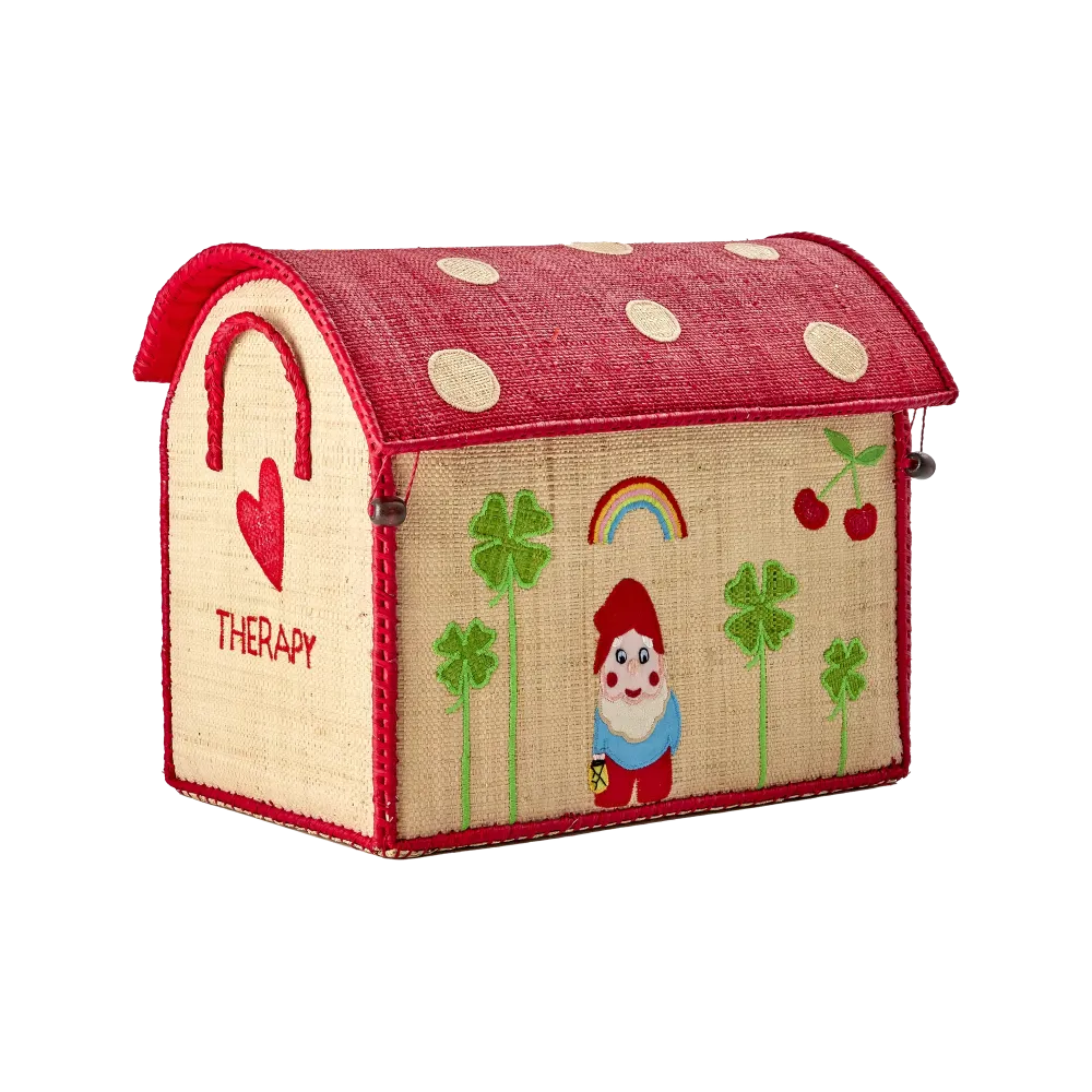 Kleurrijk Handzaam Raffia Storage House - Nature - Love Therapy