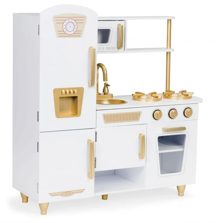 Premium Grote houten kinderkeuken wit-goud