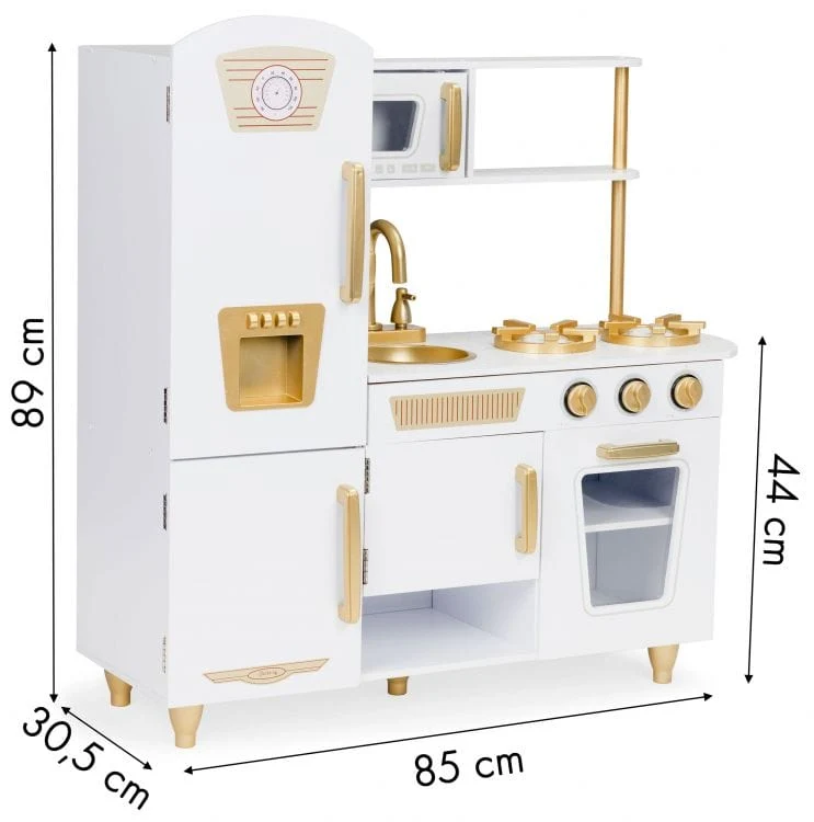 Premium Grote houten kinderkeuken wit-goud