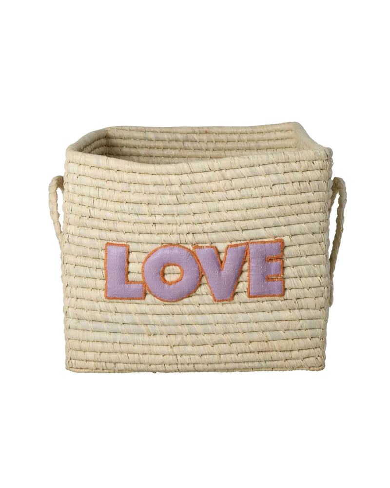 Square Raffia Basket - Nature Vrolijke Kleuren