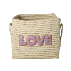 Square Raffia Basket - Nature Vrolijke Kleuren