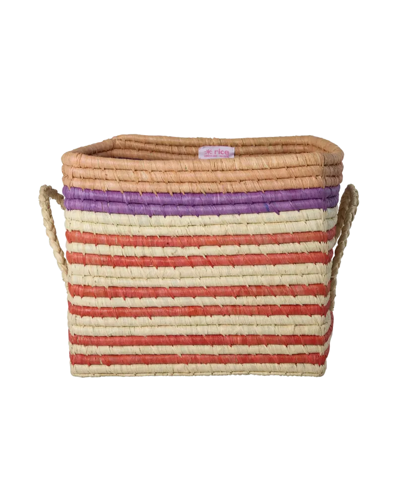 Square Raffia Basket - Regelboog