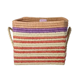 Square Raffia Basket - Regelboog