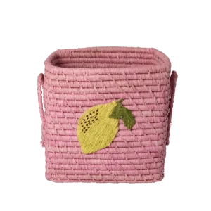 Square Raffia Basket - Rose - Geschikt voor Kinderen
