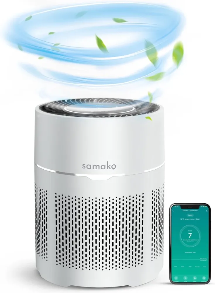 Samako Airflow - Luchtreiniger - Hepa 13 pro filter - Hooikoorts, huisdier allergieën, huisstofmijt - Luchtkwaliteitsindic...