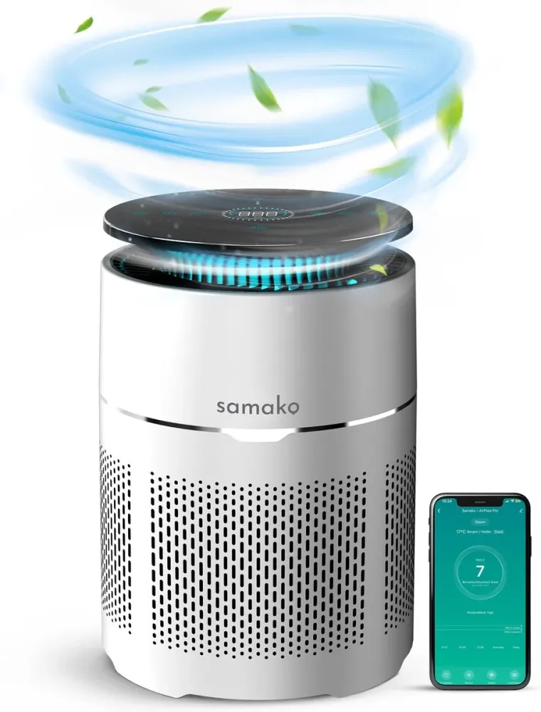 Samako - Airflow Pro - Luchtreiniger - Hepa 13 pro filter - Hooikoorts, huisdier allergieën, huisstofmijt - Luchtkwaliteit...