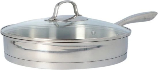 4goodz Dubbelwandige RVS Hapjespan met deksel - Zilver