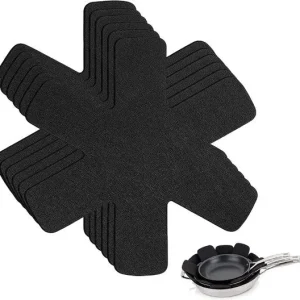 Pannenbeschermers - Bordenbeschermers -16 cm doorsnede Beschermingsmatten Zwart - Set van 6 - Tussenleggers Pannen en Borden