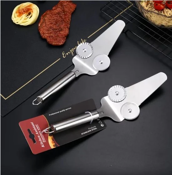 Pizzames 2 stuks - Pizzasnijder - Taart snijden - BBQ - Keuken - Multifunctioneel - Vaatwasser bestendig - RVS - Taartmes...