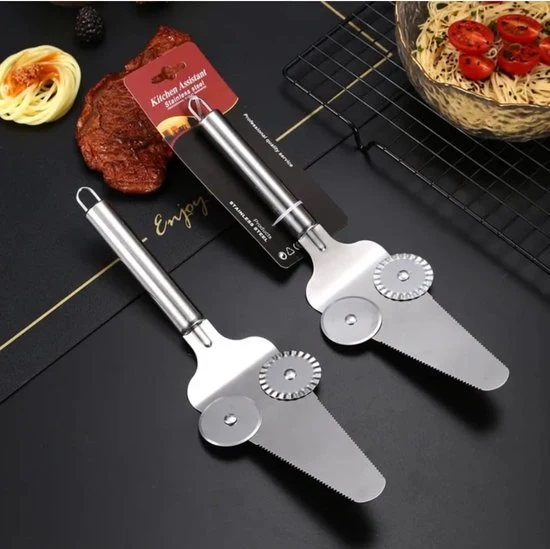 Pizzames 2 stuks - Pizzasnijder - Taart snijden - BBQ - Keuken - Multifunctioneel - Vaatwasser bestendig - RVS - Taartmes...