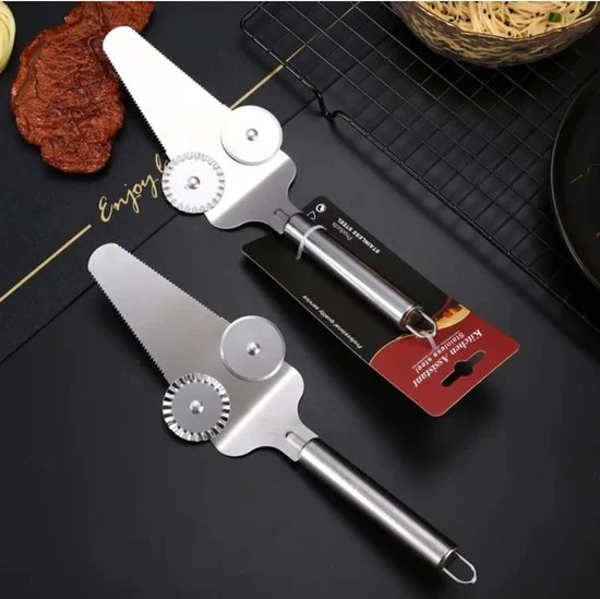Pizzames 2 stuks - Pizzasnijder - Taart snijden - BBQ - Keuken - Multifunctioneel - Vaatwasser bestendig - RVS - Taartmes...