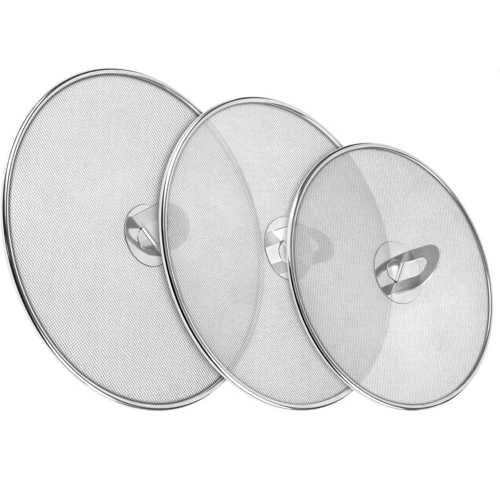 RVS Antispatdeksel Set van 3 – Ø20 - Ø25 - Ø30 cm – Spatdeksel voor Pan – Fijne Antispat Zeef – Vetbeschermer voor Bakken...