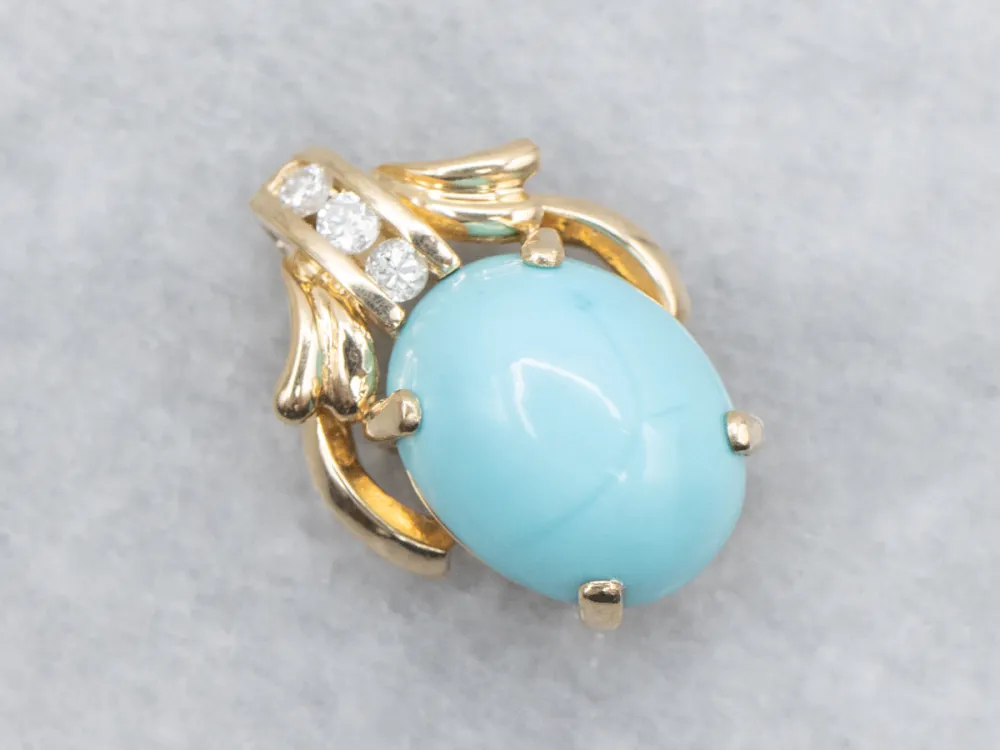 Azuurblauw and Diamond Pendant Hidden Bail met bescherming tegen slijtage