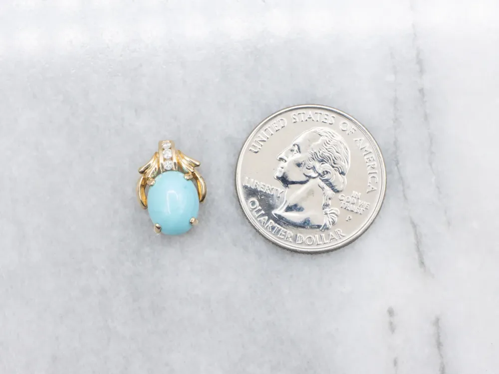 Azuurblauw and Diamond Pendant Hidden Bail met bescherming tegen slijtage