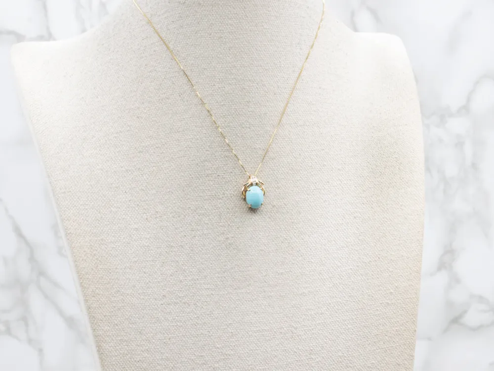Azuurblauw and Diamond Pendant Hidden Bail met bescherming tegen slijtage