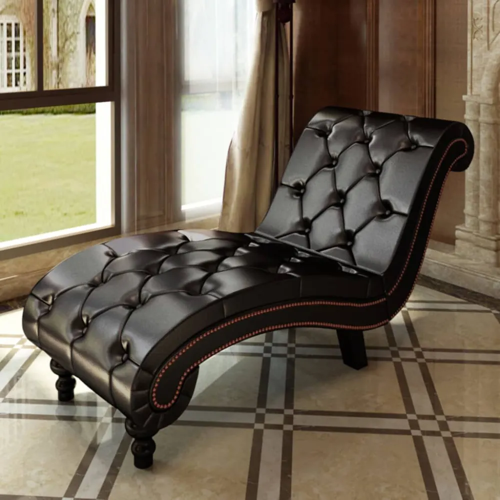 Chaise longue kunstleer bruin effen kleuren en patronen