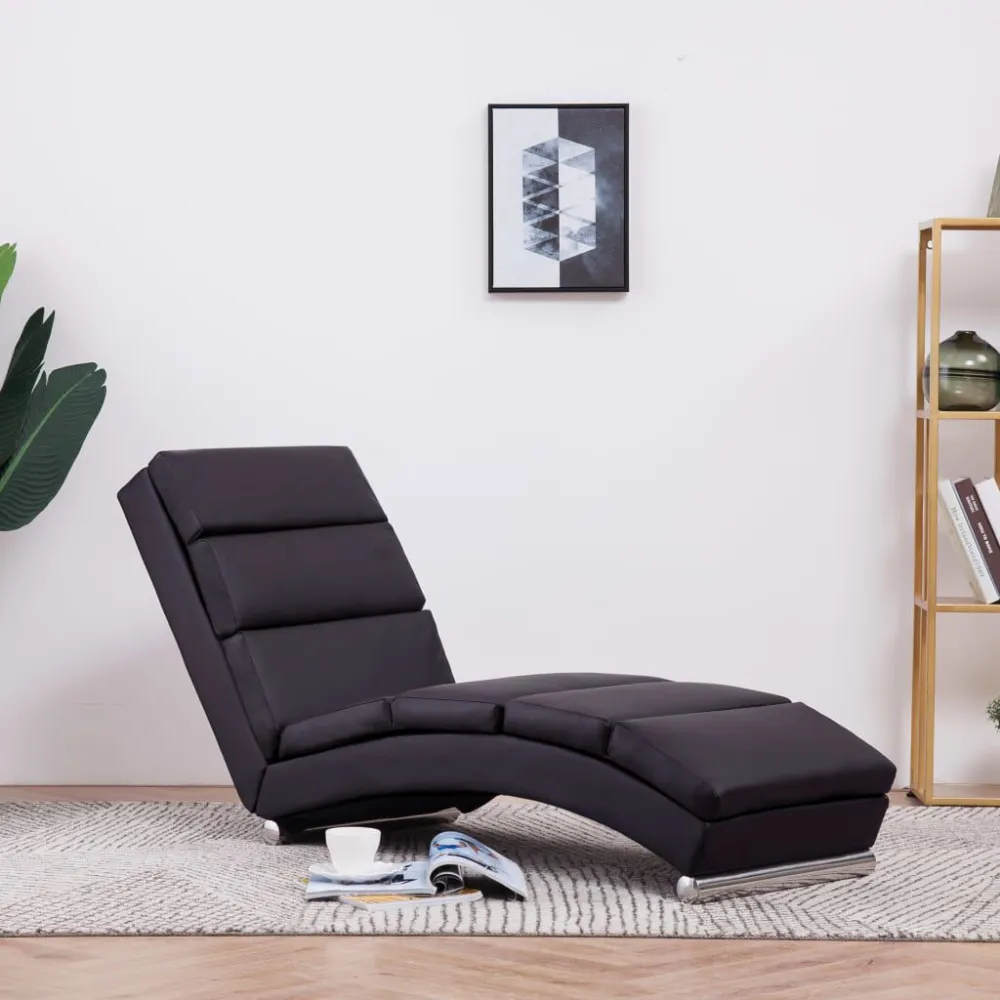 Eetkamerstoel Chaise longue kunstleer bruin