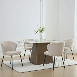 Elastische pasvorm Set van 2 stoelen van ribfluweel en zwart metaal - Crèmewit - RELIOZA