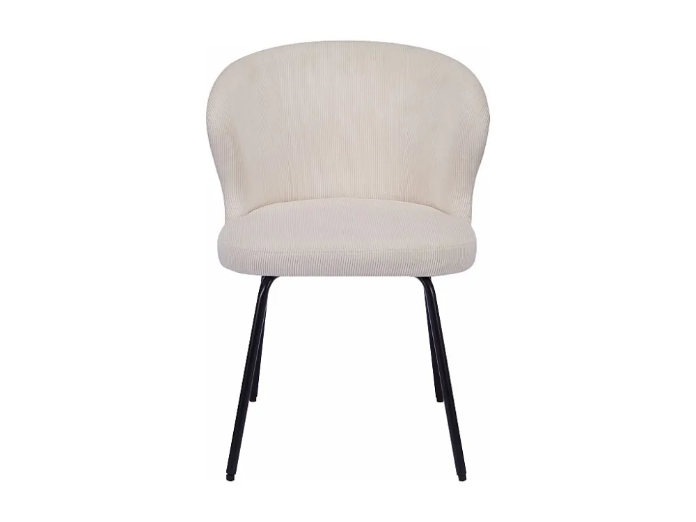 Elastische pasvorm Set van 2 stoelen van ribfluweel en zwart metaal - Crèmewit - RELIOZA