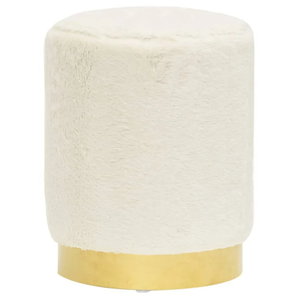Hocker rond pluche wit | Makkelijk te Reinigen