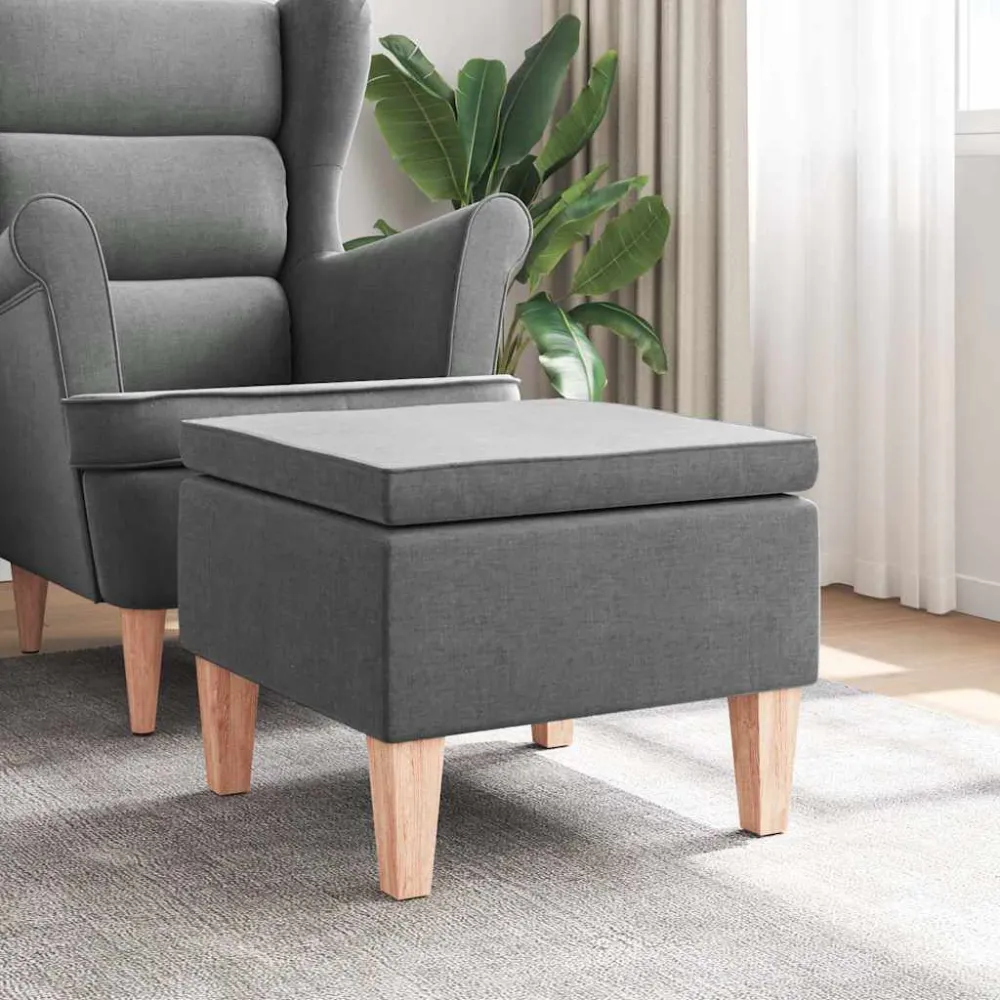 Premium Kwaliteit Kruk met houten poten stof donkergrijs