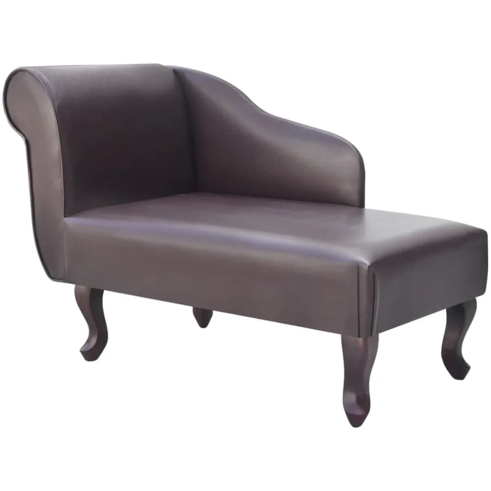 Stretch stof Chaise longue kunstleer bruin