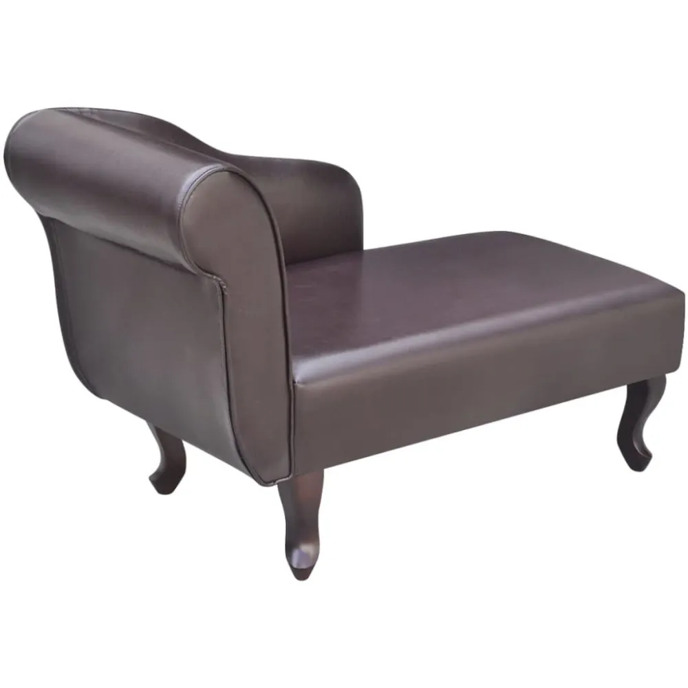 Stretch stof Chaise longue kunstleer bruin