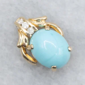 Zeeblauwgroen and Diamond Pendant Hidden Bail