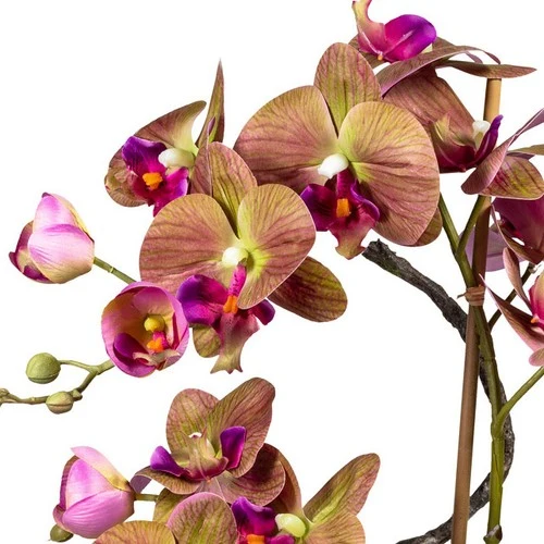 Kopu® Kunstbloem Orchidee 70 cm Paars bruine Vaas - Phalenopsis