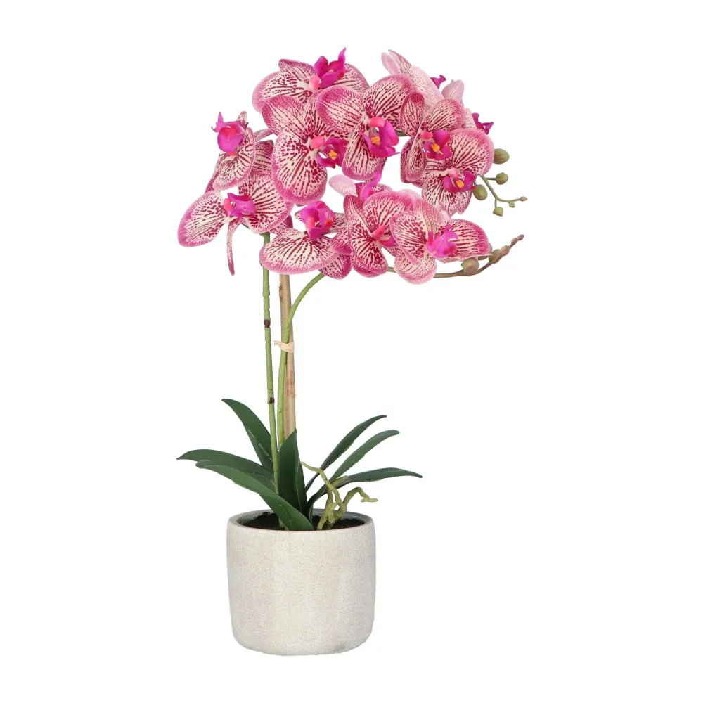 Kopu® Kunstbloem Orchidee 60 cm Roze - cement Sierpot - Phalenopsis