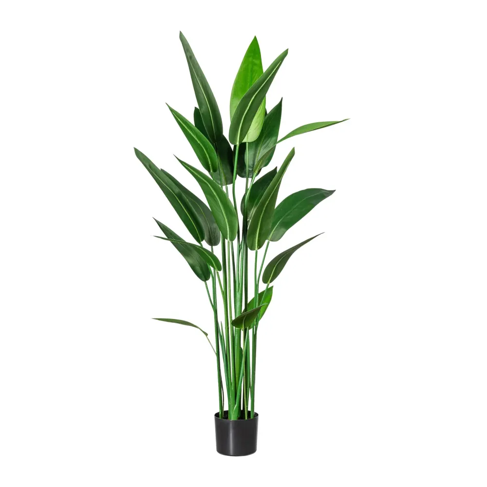 Kopu® Kunstplant Canna 140 cm 20 bladeren - zwarte pot - Bloemriet
