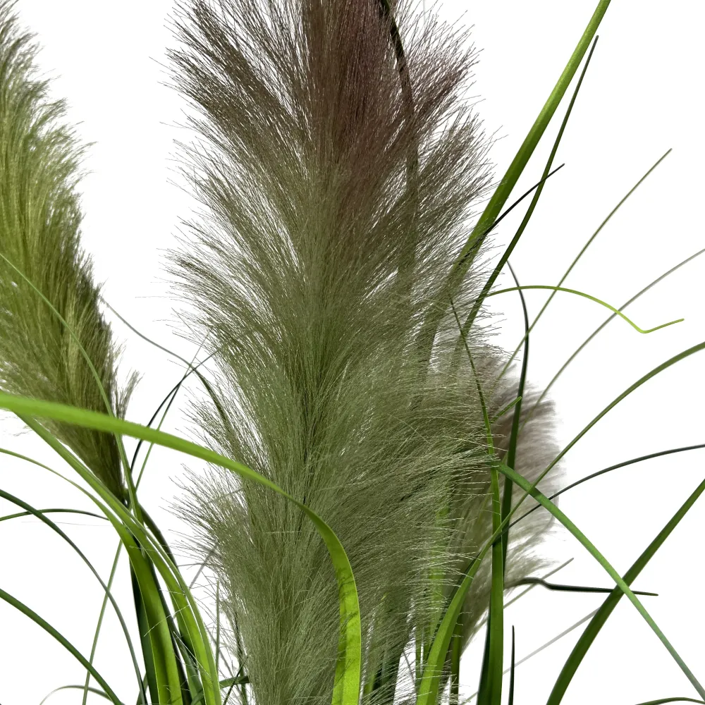 Kopu® Kunstplant Chinees Riet 120 cm - 4 pluimen - zwarte pot